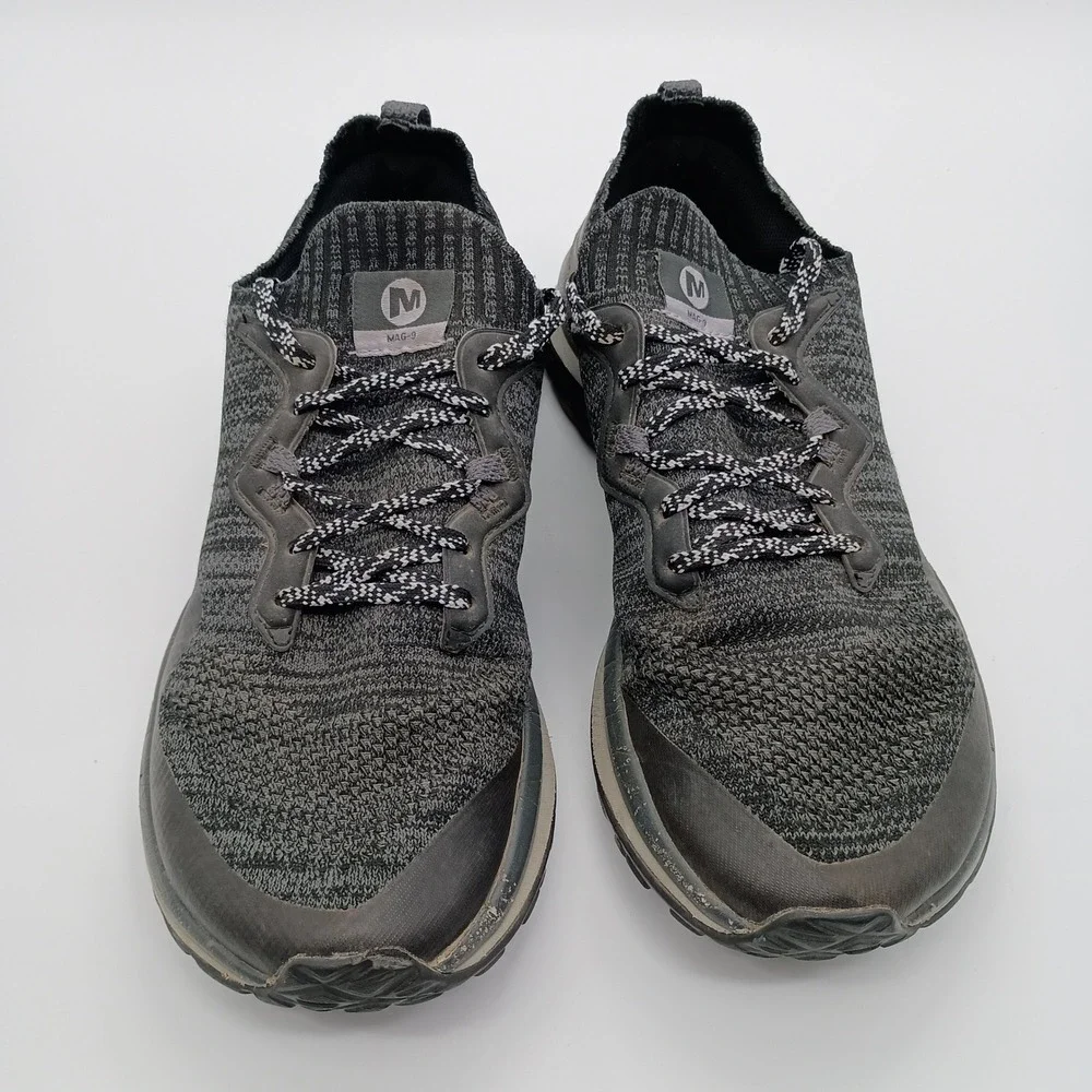 Merrell Mag-9 Womens Trail Running Shoes Gray Black Knit Vibram J16562 Size 10‎